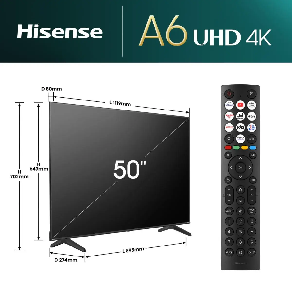 Телевизор HISENSE 50A6N 4K Ultra HD Smart Photo 2