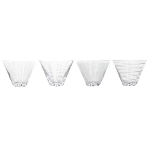Cocktail/Martini glasses MIKASA Cheers set of 4 crystal stemware 290 ml — patterned etched designs