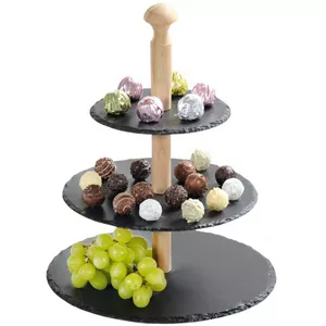 KESPER shelf DE7638119 30×30×34 cm slate surface with bamboo frame