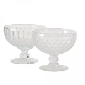 Glass footed dish Boltze DE501015742, 12 cm, transparent, set of 2