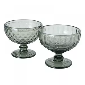 Footed bowl Boltze Aurora gray 12 cm, decorative tableware, 2 styles