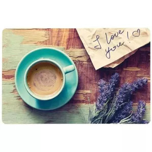 Serving tray KESPER DE7677558 43.5×28 cm, PP plastic, lavender/coffee cup design