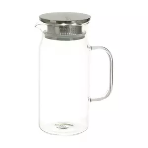 Thermal mug Wilmax PL62WL-888209A 1 L with metal lid, tempered glass body, dishwasher-safe