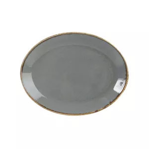Ceramic serving plate Porland Oval Plate SEASONS Dark Grey 24 cm, oven- and microwave-safe