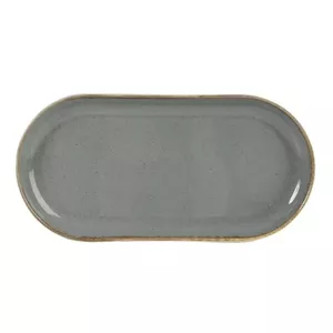 Oval plate Porland TR1204ALM002443 15×30 cm Dark Grey porcelain, oven- and microwave-safe