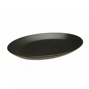Oval Plate Porland TR1204ALM001513 31×23.7×3 cm Natural Porcelain, Black