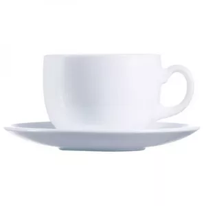 Glass tea cups and saucers set Luminarc FR01D8222 — clear tempered glass, 220 ml per cup
