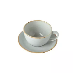 Porland porcelain cup with saucer TR1204ALM001463 — 320 ml, grey, machine-washable, oven and microwave safe