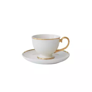 Krūzīte ar šķīvīti Quality Ceramic PRIMA GOLD TH04402607 — 90 ml krūzīte, šķīvis Ø 12,5 cm