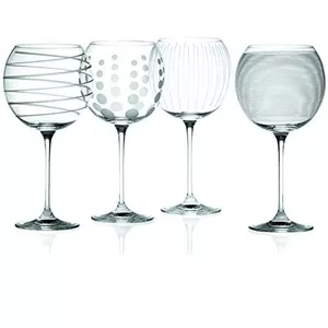 Wine glass set MIKASA CHEERS BALLOON 750 ml — set of 4, dishwasher-safe, engraved decorative patterns
