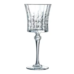 Crystal-style wine glass set Eclat LADY DIAMOND 270 ml — 6 pcs, glass stemware, stackable