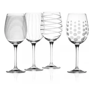 Stemware wine glasses MIKASA Cheers set of 4 — 685 ml clear, decorative engraved patterns