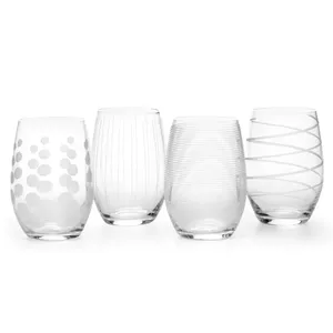 Crystal Wine Glasses MIKASA Cheers 480 ml — Set of 4, decorated engraved patterns, dishwasher-safe