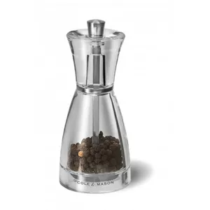 Salt and Pepper Mill Cole & Mason Pina Transparent — acrylic body, adjustable grind, spring mechanism