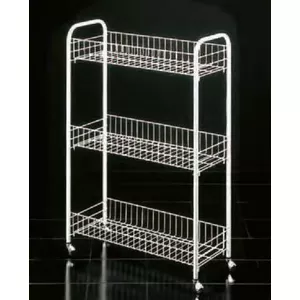 Трёхъярусная узкая металлическая стойка на колёсах METALTEX IT0134.14.03 56×23×84 см тележка для хранения