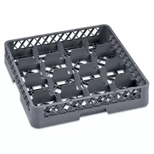 Dishwasher tray WAS DE1239860016 — 16-section PP tray, 50×50×10 cm, compartments 11.5×11.5×8.7 cm