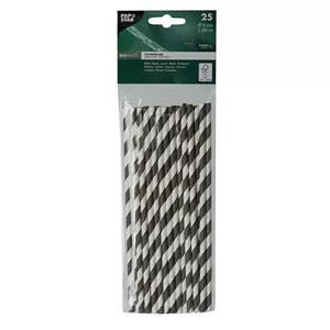 Paper straws Papstar DE1888027 black and white, 25 pcs, 6 mm diameter