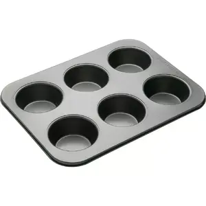 Baking pan MasterClass GB40KCMCHB42 6-section steel grey, 35 x 26 x 4 cm, deep muffin holes 9 x 4 cm