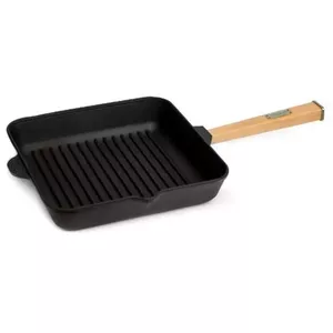 Cast Iron Grill Pan BRIZOLL LA1154BC-O262650G 26x26 cm with Wooden Handle, Induction Compatible