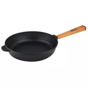 Frying Pan BRIZOLL LA1154BC-O2860-P 28 cm Cast Iron with Ash Wood Handle, Induction Compatible