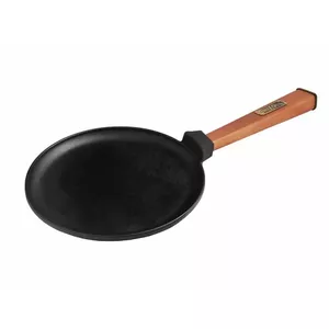 Cast Iron Pancake Pan BRIZOLL LA1154BC-O2415-P 24 cm with Ash Wood Handle, Induction-compatible