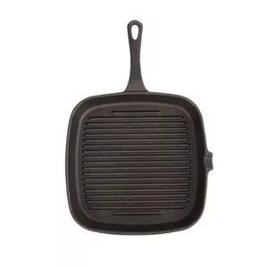 Square Cast Iron Grill Pan KitchenCraft 23 cm — ribbed cooking surface, oven- and stovetop-compatible