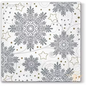 SALVETES 33X33CM SNOWFLAKES SILVER, Paw Decor Collection