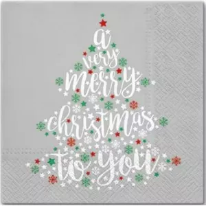 SALVETES 33X33 VERY CHRISTMAS GREY, Paw Decor Collection