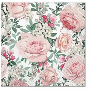 Salvetes Paw Decor PL11SDC122600 25x25 cm papīra, 3 slāņi, raksts «Rožu»