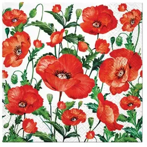 Papīra salvetes Paw Decor Collection PL11SDL131000 33x33 cm, Flanders Poppy, 100% pārstrādāta šķiedra