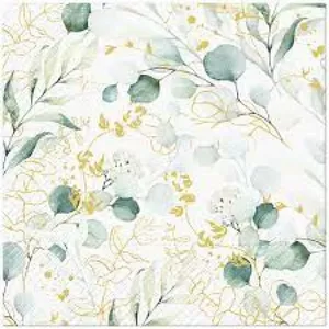 Paper napkins Paw Decor Collection PL11SDL143900 33×33 cm Golden Eucalyptus, 1-ply