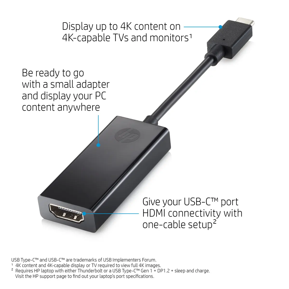 Адаптер HP Pavilion USB-C в HDMI 2.0 черный Photo 3