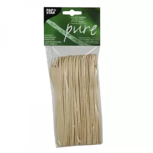 Table fork Papstar 81189 Wood 165 mm, biodegradable birch, pack of 25