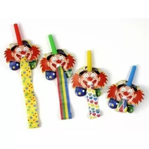 Papstar clown face mask 40 cm DE1818649 pack of 4 — decorative party masks with wire detail