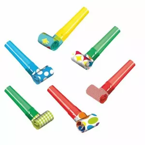 Party horn Papstar 18655 assorted colours, pack of 6, with mouthpiece and coiled metal reed