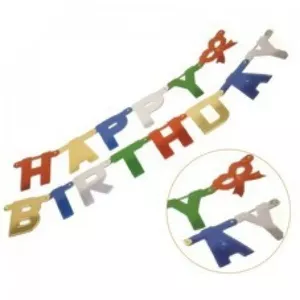 Decorative hanging letters Papstar Happy Birthday cardboard garland, 11 cm letters, 1.4 m (with cord 1.65 m)