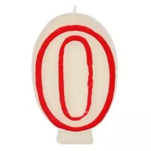 Papstar Birthday candles 7.3 cm white "0" with red edge