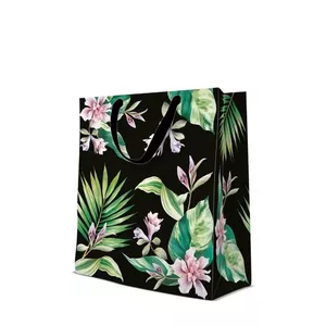 Gift bag Paw Decor Collection Large 26.5×33.5×13 cm with exotic flowers