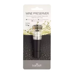 Bar Craft wine stopper GB40KCBCSTOPSAV with vacuum pump, black plastic, fits non-sparkling bottles