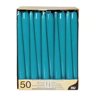 Vaska svece Papstar 81764 apaļa tirkīza 250 mm augstums 2,2 cm diametrs 50 gab
