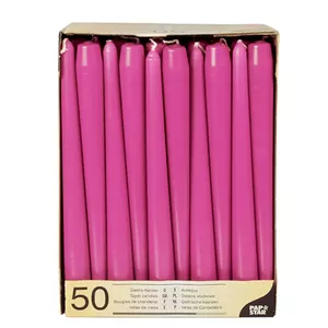 Wax dinner candle Papstar 81765 fuchsia, 25 cm length, 2.2 cm diameter, pack of 50