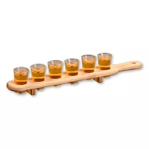 Glass holder KESPER DE7668281 pine wood for 6 glasses 45×6.5×8 cm with handle