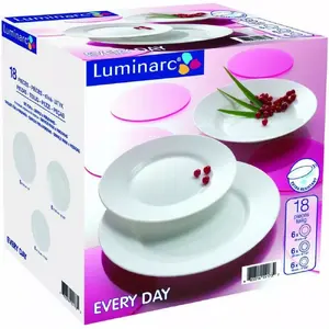 Dinnerware set Luminarc Everyday KOMPL18 – opal glass, 18-piece (6 soup 22cm 650ml, 6 dinner 24cm, 6 dessert 19cm)