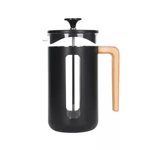 French Press La Cafetiere Pisa 8 Cups Black — borosilicate glass, stainless steel frame, 1 L (8×125 ml), heat‑resistant handle