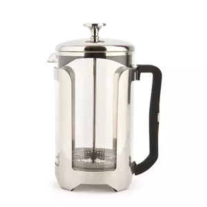 French Press La Cafetiere Roma 12 Cups, 1 L borosilicate glass, stainless steel frame, heat‑resistant handle, silver