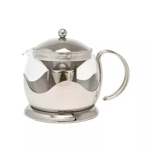 Teapot La Cafetiere Izmir 1.2L with Strainer — borosilicate glass in stainless steel body, 1.2 L, dishwasher-safe carafe
