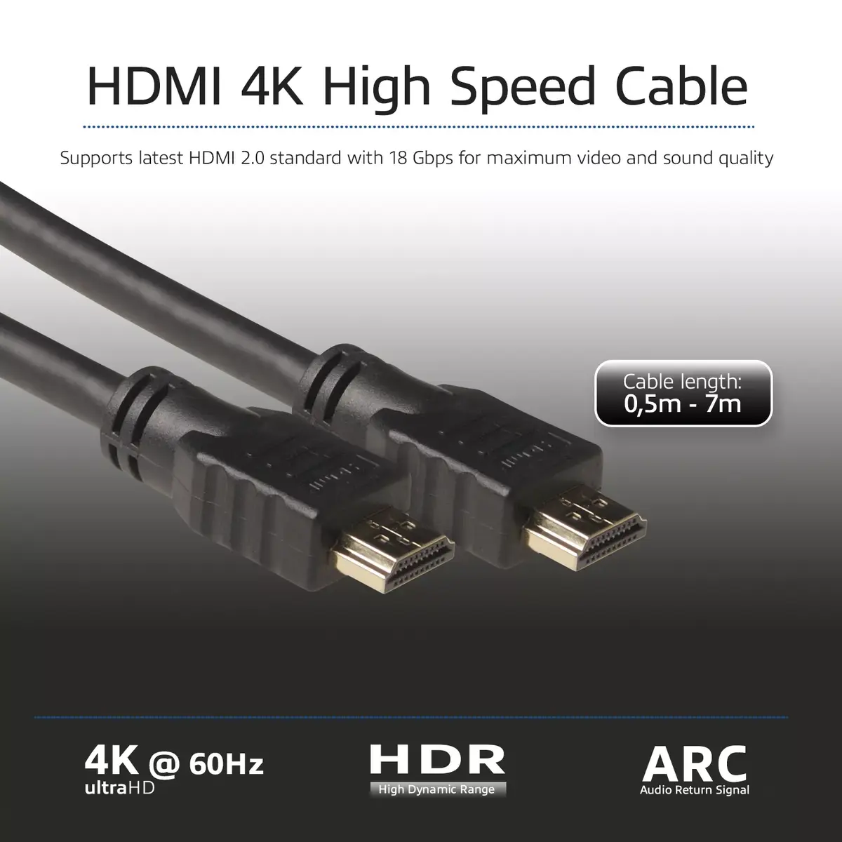 Augstas ātruma HDMI kabelis ACT 0.5m v2.0 Photo 2