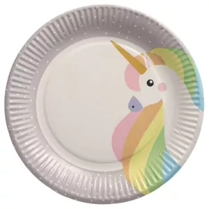 Papīra šķīvji Papstar Unicorn D23 cm 10 gab. – FSC sertificēts kartons ar celulozes pārklājumu