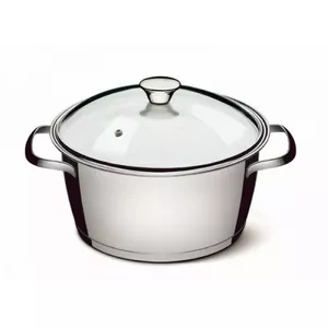 Stainless steel pot Tramontina Allegra 3 L Ø20 cm with glass lid, three-ply bottom, compatible with gas/electric/induction