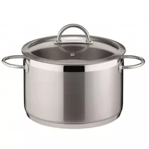 Cooking pot Tescoma Vision 5.5 L, 22 cm with glass/steel lid, 18/10 stainless steel, sandwich base, suitable for induction